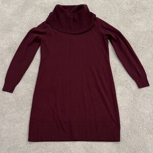 LOFT Burgundy Cowl Neck Sweater Dress